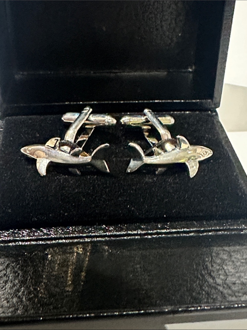 Source Unknown Silver Shark Cufflinks